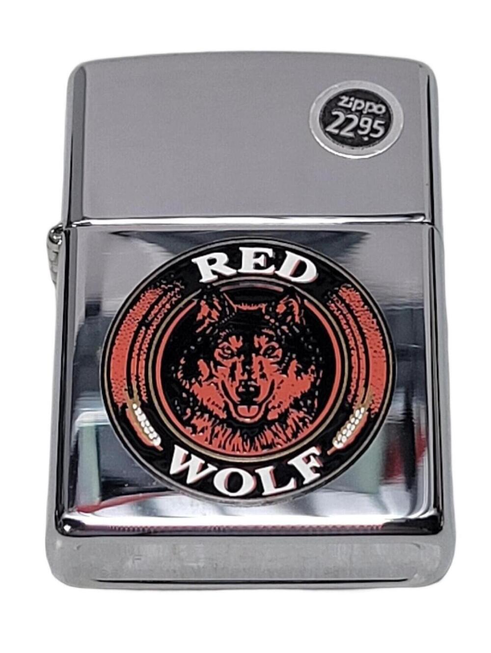 ZIPPO 1996 RED WOLF BEER POLISHED CHROME LIGHTER SEALED Unfired